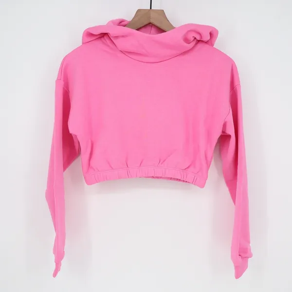 Naked Wardrobe Pink Cropped Funnel Neck Hoodie Sweatshirt Large - Image 2
