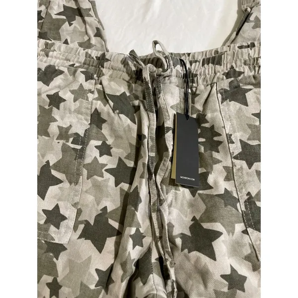 Monrow · Star Camo Joggers · Size Large · 100% Cotton Elastic Waist · Green Tea - Image 6