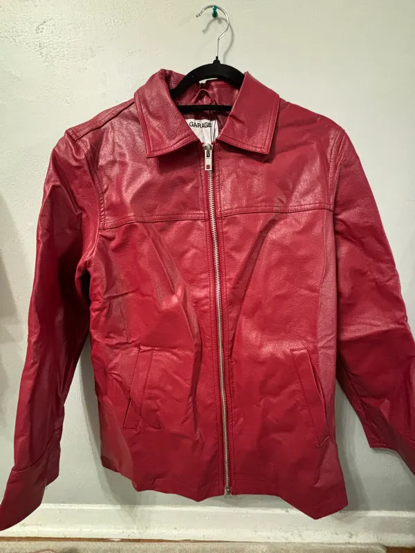 Garage Red Faux Leather Jacket - Image 3