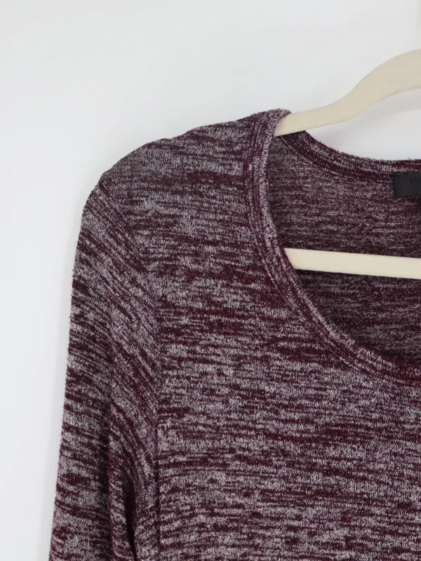 Wilfred Free Aritzia Dress Medoum Burgundy Marled Long Sleeve Scoop Neck Stretch - Image 8