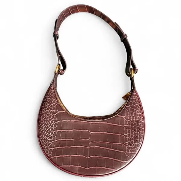 JW PEI Carly Saddle Bag Brown Croc Vegan Leather Shoulder Bag Gold Hardware - Image 4