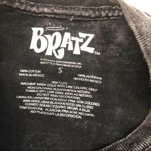 Bratz Y2K 2000s Style Concert Vibe Graphic Baby Tee T-shirt Top Grunge Streetwear Emo Goth Short Sleeve Faded Acid Wash 100% Cotton Sz S - Measurement in pics - Image 4