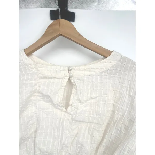 Faherty Cala Windowpane Dolman Cropped Ivory Top S Organic Cotton Neutral Boho - Image 8