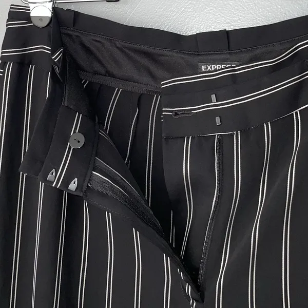 Express High Waist Pants Size 14 Black White Striped Pleated Paperbag Trouser - Image 5