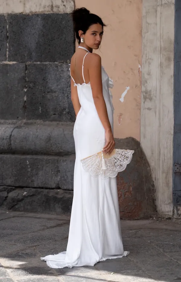 12th Tribe Prosecco White Rosette Frill Maxi Dress - Image 3
