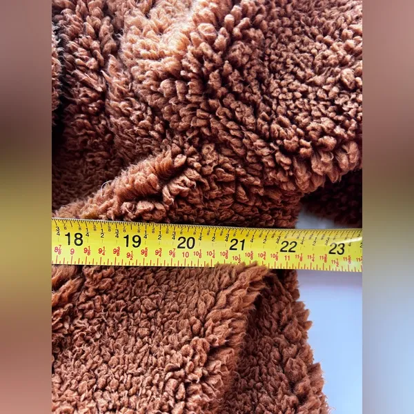 Free People Sherpa Teddy Pea Coat Oversized Burnt Orange Brown Jacket Cozy XS - Image 8
