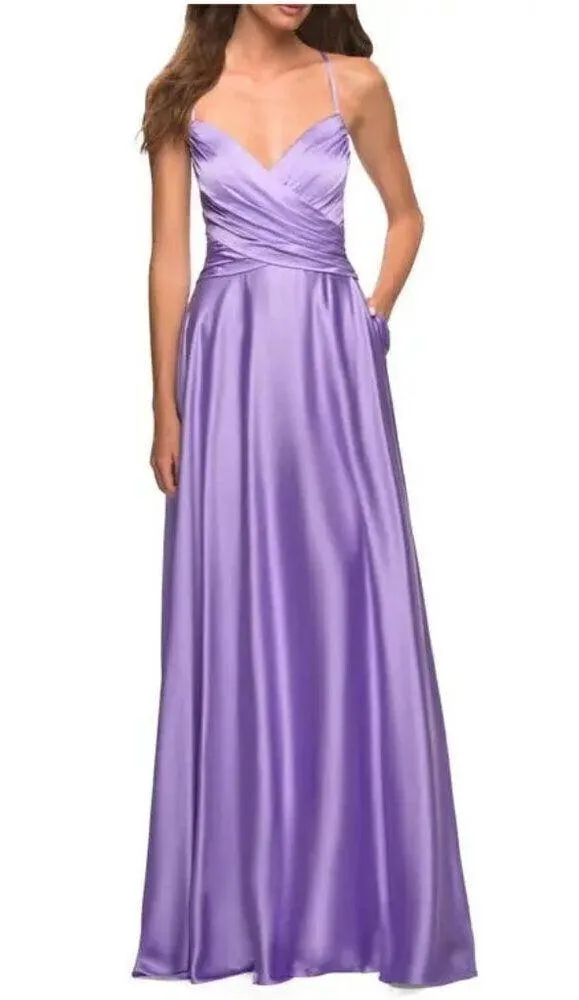 LA FEMME Sleeveless Satin Gown in Lavender Size US 2 - Image 8