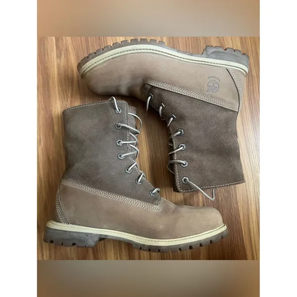 Timberland Authentics Waterproof Roll-Top Boots Brown Nubuck Women's Size 8 - Image 3