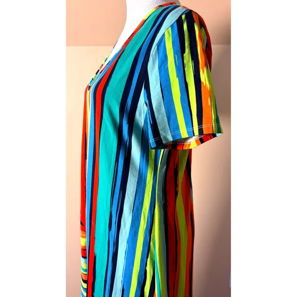Soft Surroundings Happy Place Dress Womens Small Multi NWT Striped V-Neck‎ Midi - Image 10