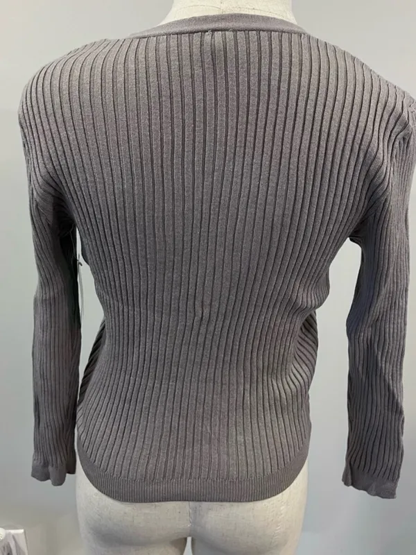 Honeydew USA Gray Ribbed up V-Neck Button Front Cardigan - Image 6