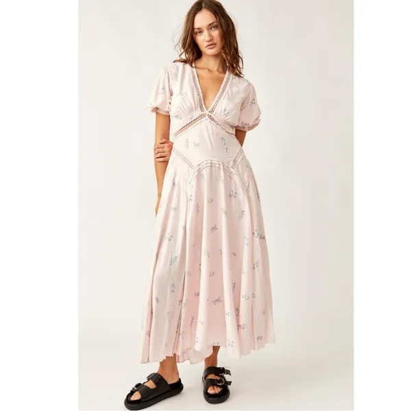 Free People Ethereal Dainty Still In Love Maxi Dress Floral Cottage 10 Medium - Image 10