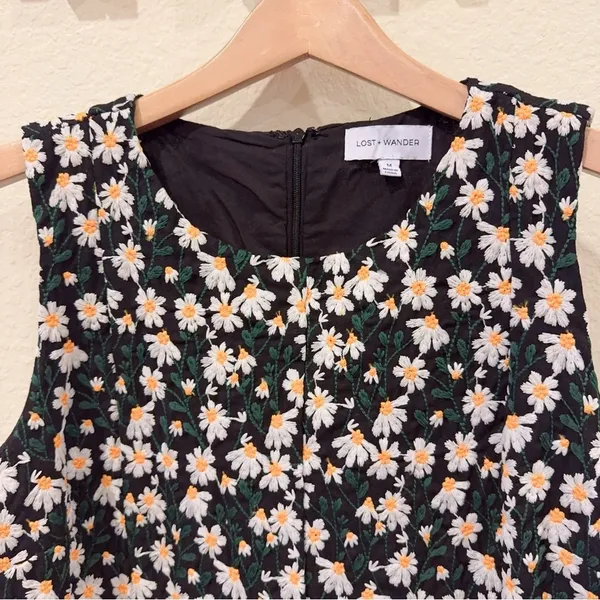 Lost + Wander Chamomile Hills Mini Shift Dress Black White Floral Size M NWT - Image 3