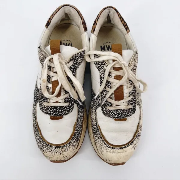 Madewell Kickoff Trainer Sneakers in Leather‎ and Spot Mix Calf Hair 9.5 - Image 3