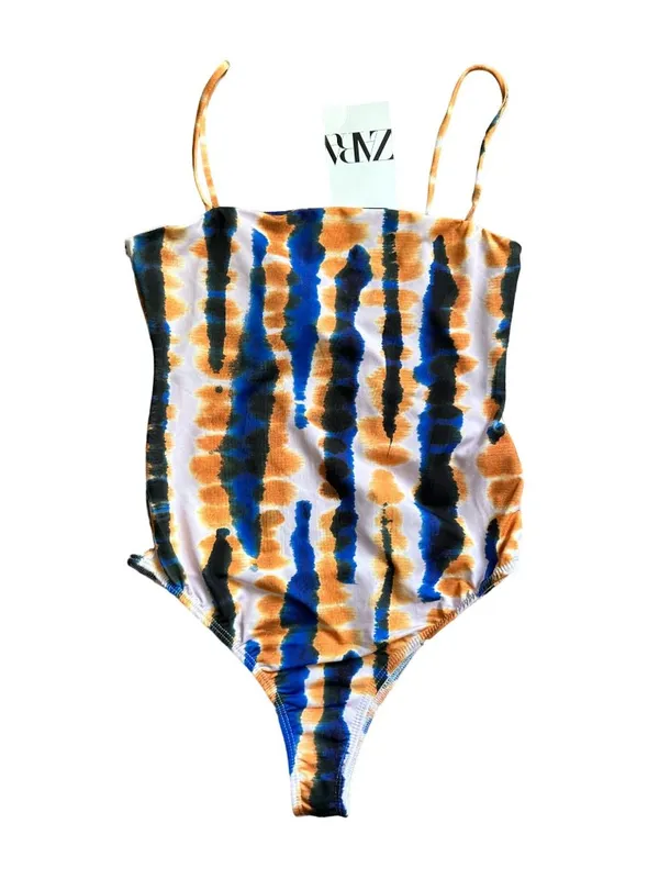 ZARA Tie Dye Blue Orange Bodysuit Size Small NEW NWT - Image 2