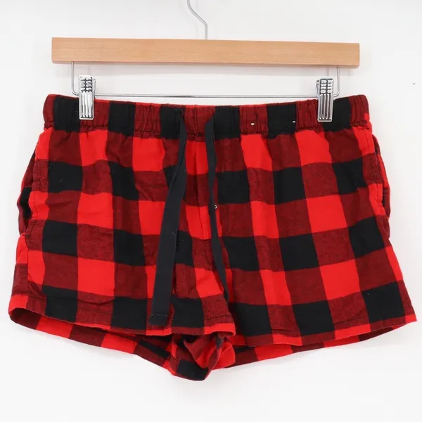 Stars Above Pajama Shorts Womens S Perfectly Cozy Flannel Red Buffalo Plaid - Image 2