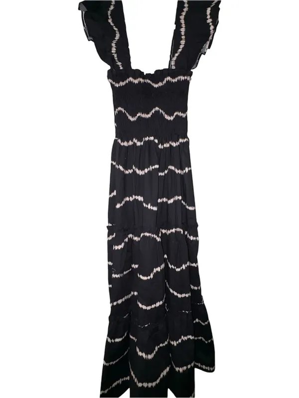 The Lulo Project Sunset Print Smocked Stretch Cotton Maxi Dress Medium NWT - Image 7