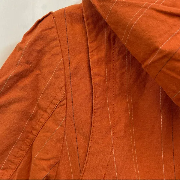Y2K Utility Cargo Pinstripe Zip Up Roxy Orange Hooded Jacket Embroidered - Image 9