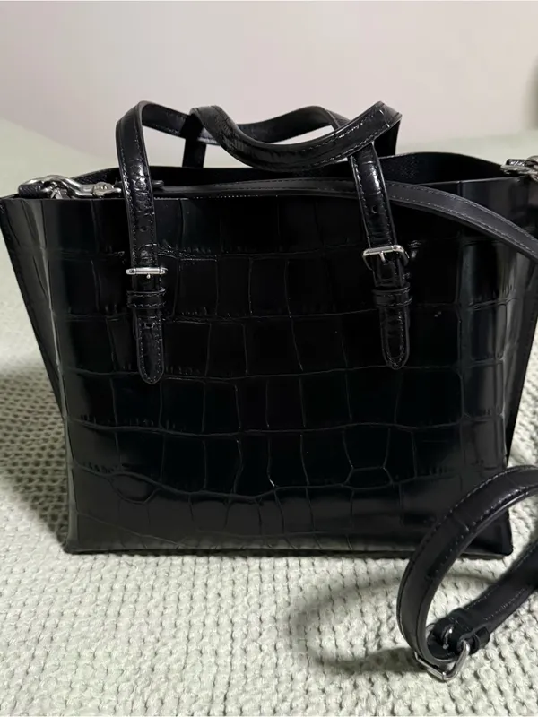 COACH Black Croc Embossed Mollie Tote Bag 25 - Image 8