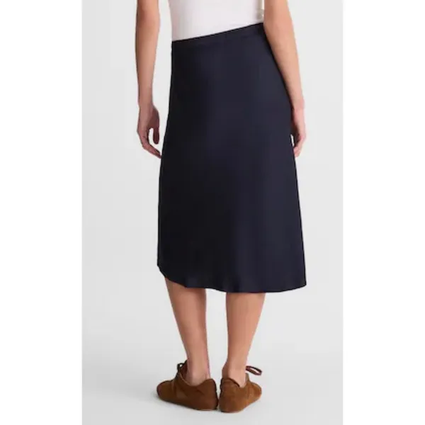 NWT Madewell Drawstring Midi Skirt Navy‎ Blue Size 2 Causal Stretch - Image 2