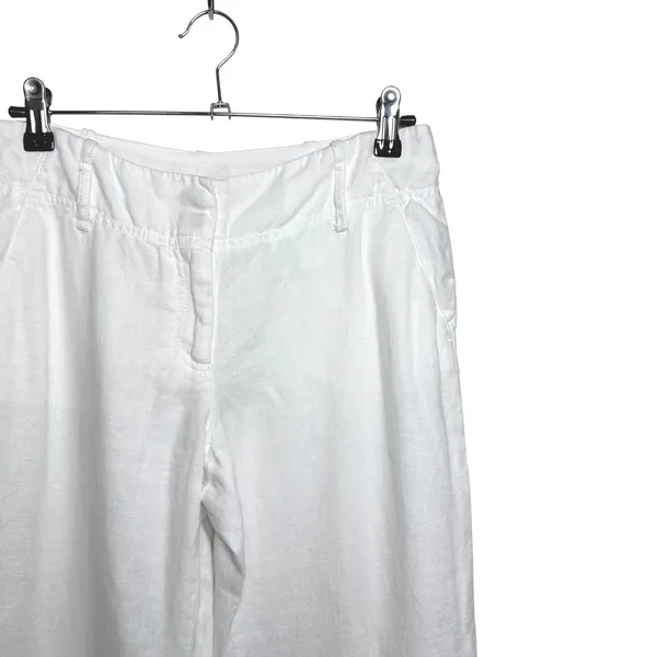 Michael Kors Womens White Linen‎ Wide Leg Capri Pants Size 6 Travel Minimalist - Image 3