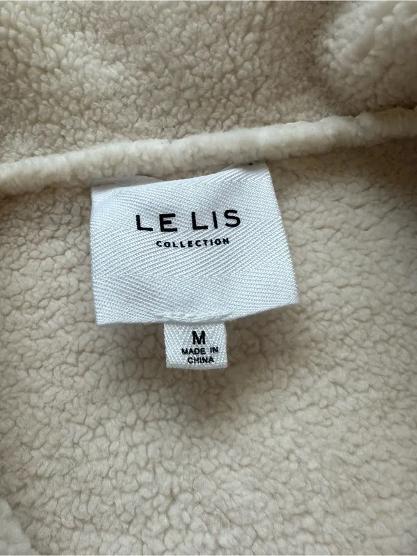 Le Lis Cream Cropped Teddy Shearling Jacket - Image 7