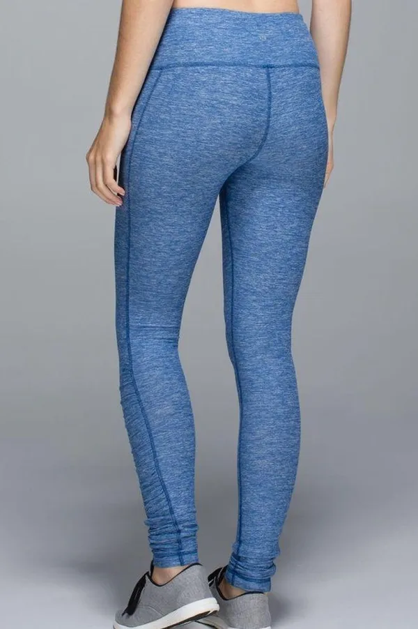 Lululemon Turn Around Tights Blue Heathered Ruched Leggings Rulu - Image 2