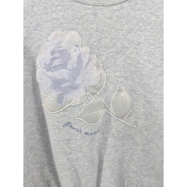 Hollister Sweatshirt Womens Large Flower Market Rose Gray Graphic EUC - Image 2