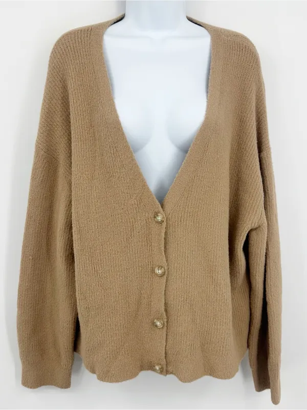 American Eagle Tan Oversized Sweater Cardigan Size Medium Boho - Image 7