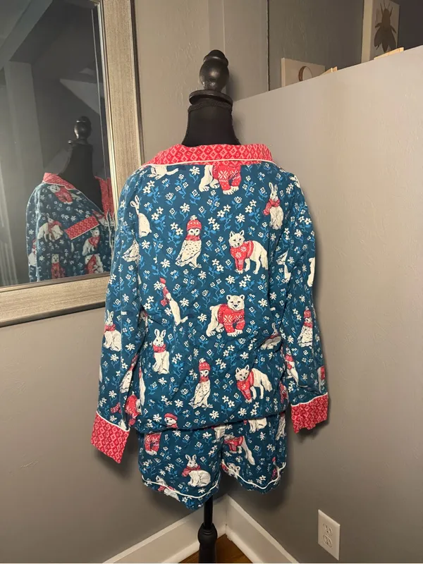 Printfresh Bundled Up Pajama Set Organic Cotton Polar Bear Owl Rabbit Medium. - Image 4