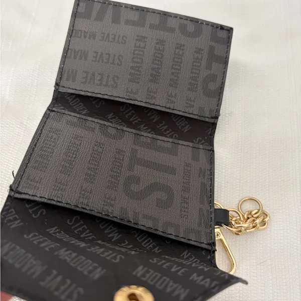 Steve Madden Card Holder Mini Wallet Keychain Black Logo(B124) - Image 5