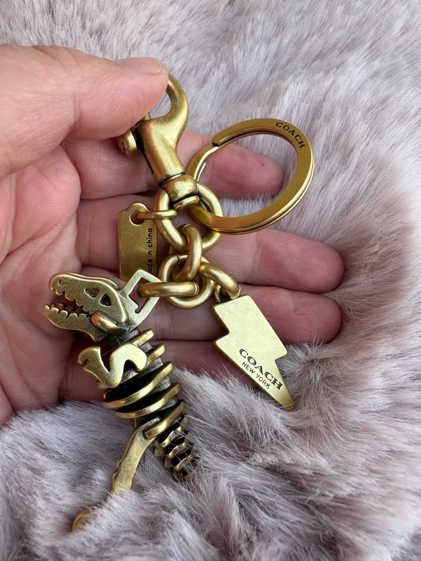 Coach Metal Small Rexy T-Rex Skeleton Puzzle Bag Charm Keychain CCE75 Brass - Image 6