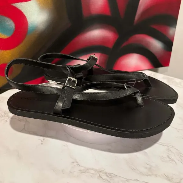 Pilcro Black Leather Thong Sandals EU Size 41 US 10 - Image 9