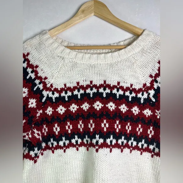 American Eagle Outfitters Women’s Large Fair Isle Chunky Knit Wool Blend Sweater - Image 4