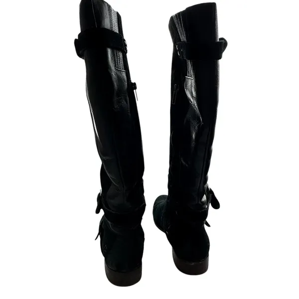 Ugg Cyndee knee high boots 9.5 Black Leather Buckle Sheepskin Shearling - Image 2