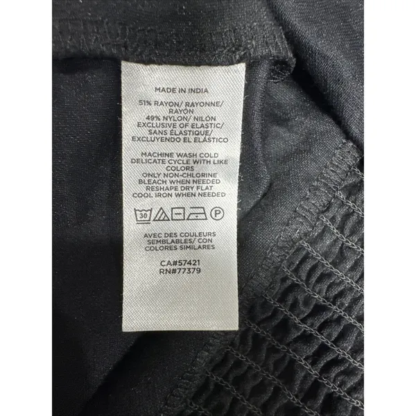 Ann Taylor Top M Black Square Neck Puff Sleeve Back Shirred Blouse Feminine - Image 6