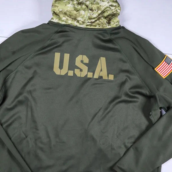 Nike Dri-Fit Denver Broncos Hoodie Women 2XL Green Salute Service Camo NFL 2018 - Image 12
