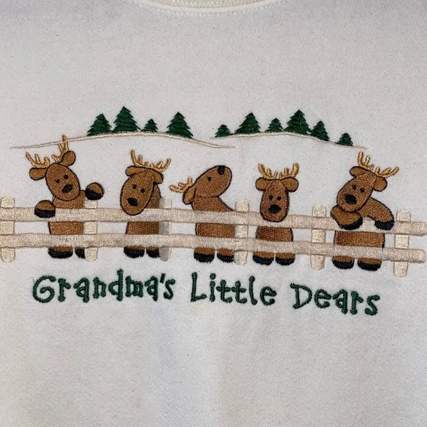 Vintage Grandma's‎ Little Dears Sweatshirt L Deer Graphic Embroidered Crewneck - Image 2