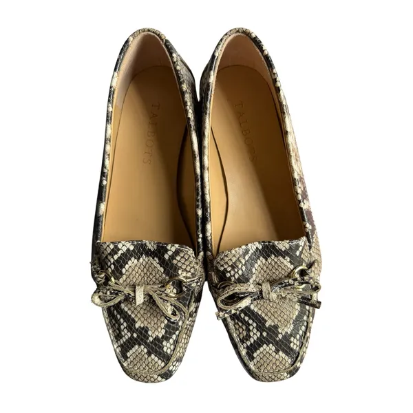 Talbots Snakeskin Leather Loafers Women's 7.5M | Neutral Flats - Image 4