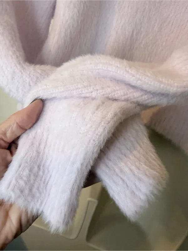 Forever 21 Soft Fuzzy Knit Cropped Cardigan XL Light Pink - Image 10
