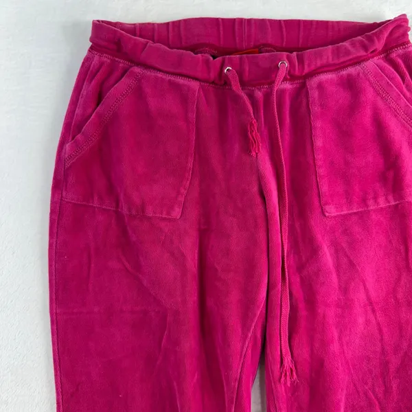VTG Y2K Mossimo S Small Velour Pants Pink Flare Leg Low Rise Drawstring Hip‎ Hop - Image 4