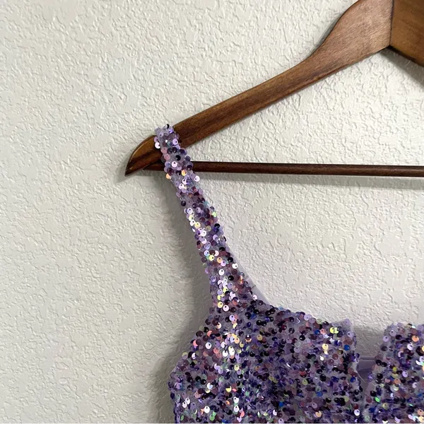 NWT Free People Intimately Womens Sparks Fly Bralette Purple Sequin Size Medium - Image 5