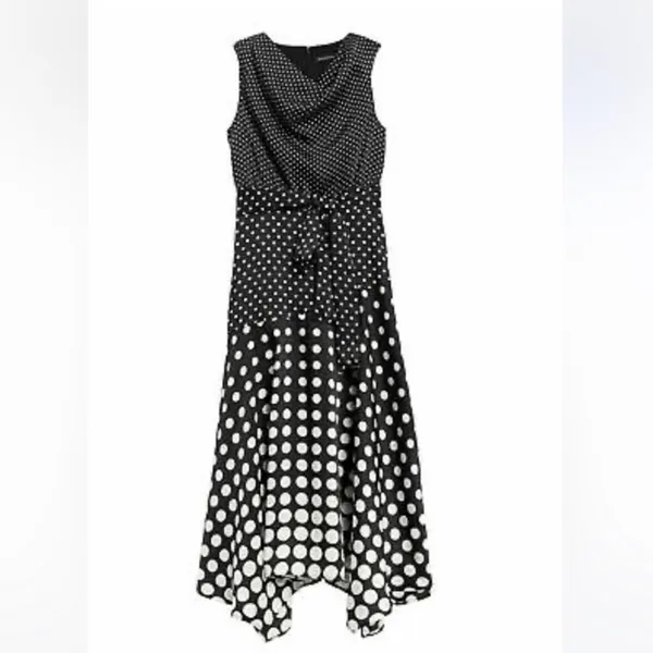 {Banana Republic} Brand New Cowl Neck Sleeveless Polka Dot Midi Dress - Image 4