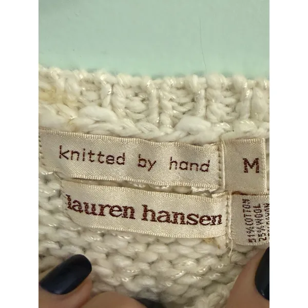 Lauren Hansen Handknit Vintage‎ 80s Sweater Size M Wool Blend Pastel Fairy Kei - Image 4