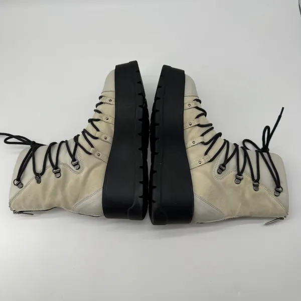 Free People Simone Platform Combat‎ Boots 38 Cream Leather Suede Zip Up Alt Goth - Image 6