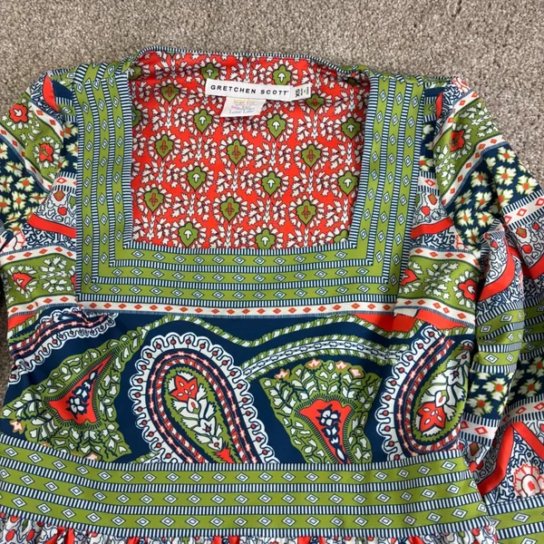 Gretchen Scott Paisley Park Dress XS‎ Square Neck Boho Midi Resort Preppy Artsy - Image 4