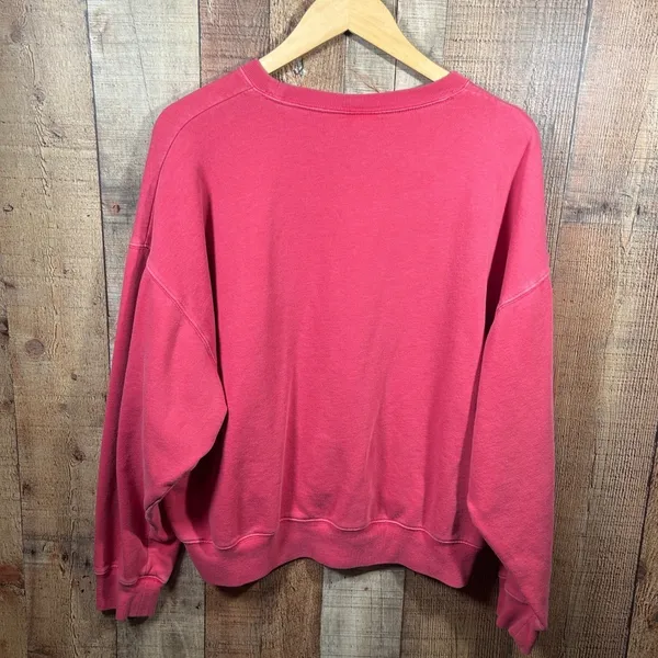 PINK Victoria's Secret Oversized Fleece Crewneck Sweatshirt Medium Berry Pink - Image 6