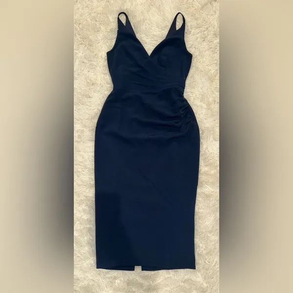 NWOT Dress the Population Anita Crepe Cocktail Dress navy blue S - Image 4