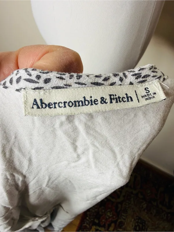 Abercrombie White and Black Print Asymmetrical Wrap Maxi Dress - Image 4