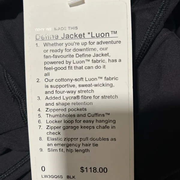 Define Jacket Luon Lululemon Black - Image 3
