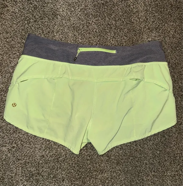 Lululemon Speed Up Mid-Rise Running Shorts Neon Lime Green and Heathered Grey - Image 2